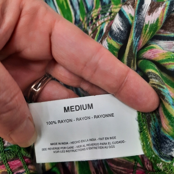 Nine West Jewel Tone Ruffle Layered Smocked Waist Tank Top Size Medium Women's - Picture 6 of 7